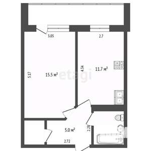 1-к квартира, вторичка, 37м2, 4/19 этаж