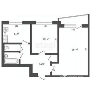 2-к квартира, вторичка, 45м2, 6/12 этаж