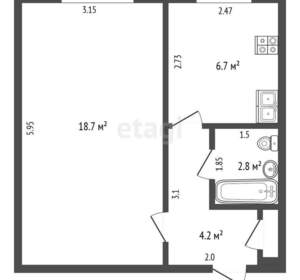 1-к квартира, вторичка, 34м2, 9/9 этаж