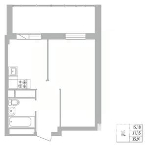1-к квартира, вторичка, 36м2, 9/25 этаж