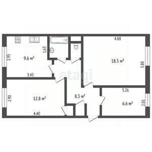 3-к квартира, вторичка, 66м2, 5/5 этаж