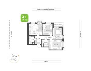 3-к квартира, вторичка, 77м2, 9/19 этаж