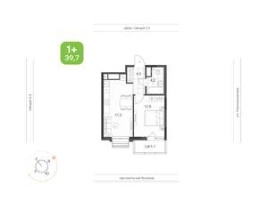 1-к квартира, вторичка, 40м2, 12/21 этаж