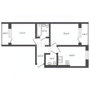 2-к квартира, вторичка, 77м2, 3/3 этаж