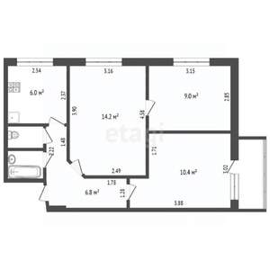 3-к квартира, вторичка, 49м2, 3/9 этаж