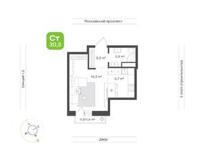 1-к квартира, вторичка, 32м2, 6/9 этаж
