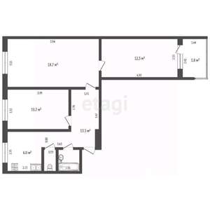 3-к квартира, вторичка, 62м2, 9/9 этаж