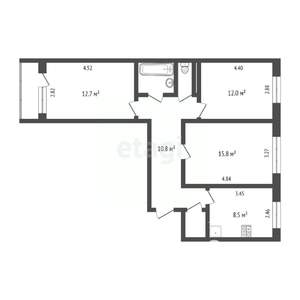 3-к квартира, вторичка, 67м2, 2/12 этаж