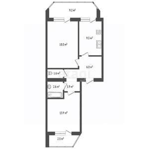 2-к квартира, вторичка, 66м2, 9/10 этаж