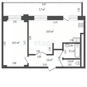 2-к квартира, вторичка, 50м2, 4/20 этаж