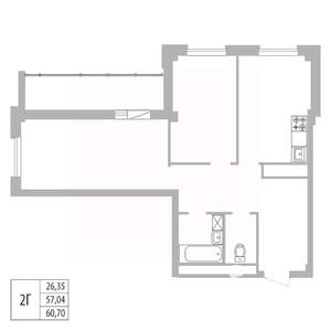 2-к квартира, вторичка, 61м2, 20/25 этаж