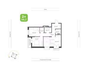 2-к квартира, вторичка, 66м2, 4/9 этаж