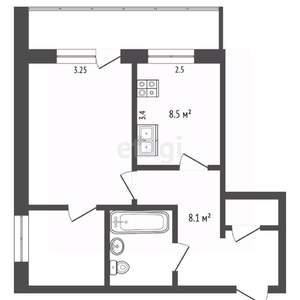 2-к квартира, вторичка, 48м2, 6/9 этаж