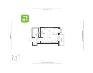 1-к квартира, вторичка, 33м2, 20/21 этаж