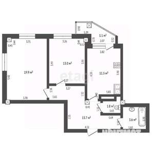 2-к квартира, вторичка, 64м2, 15/18 этаж
