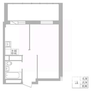 1-к квартира, вторичка, 36м2, 1/25 этаж