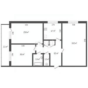 3-к квартира, вторичка, 60м2, 4/5 этаж