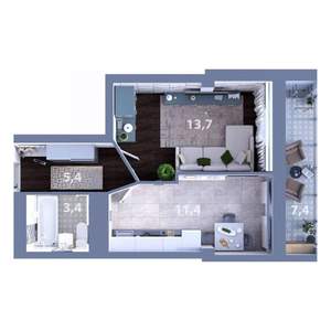 1-к квартира, вторичка, 38м2, 10/25 этаж