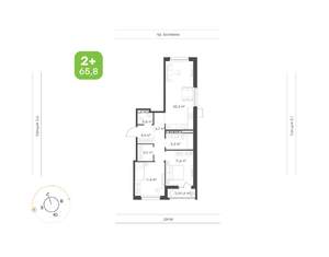 2-к квартира, вторичка, 66м2, 4/10 этаж