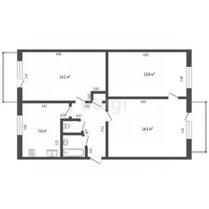 3-к квартира, вторичка, 60м2, 5/5 этаж