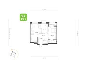 2-к квартира, вторичка, 68м2, 6/16 этаж