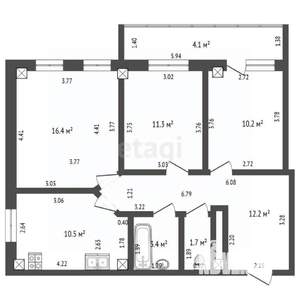 3-к квартира, вторичка, 66м2, 16/18 этаж