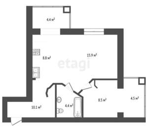 2-к квартира, вторичка, 60м2, 5/5 этаж