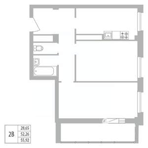 2-к квартира, вторичка, 56м2, 6/25 этаж