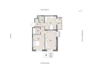 2-к квартира, вторичка, 60м2, 10/14 этаж