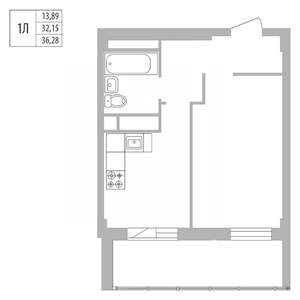 1-к квартира, вторичка, 36м2, 4/25 этаж