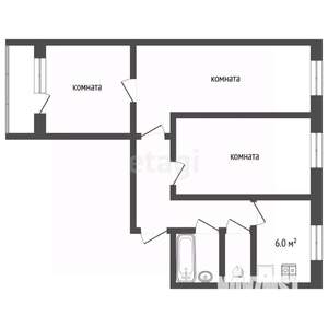 3-к квартира, вторичка, 60м2, 9/9 этаж