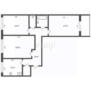 3-к квартира, вторичка, 62м2, 2/9 этаж