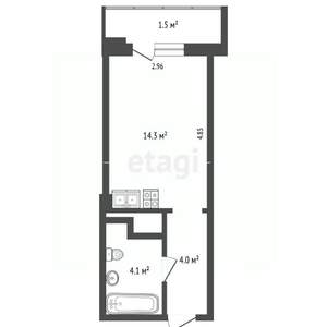 Студия квартира, вторичка, 24м2, 13/19 этаж