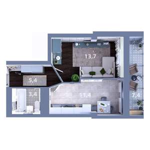 1-к квартира, вторичка, 38м2, 9/25 этаж
