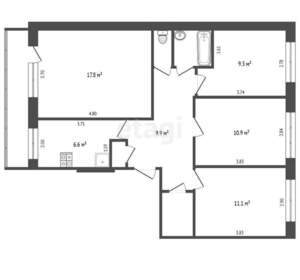 4-к квартира, вторичка, 72м2, 2/5 этаж