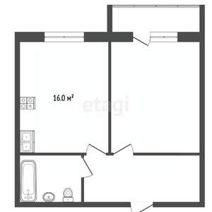 1-к квартира, вторичка, 46м2, 14/16 этаж