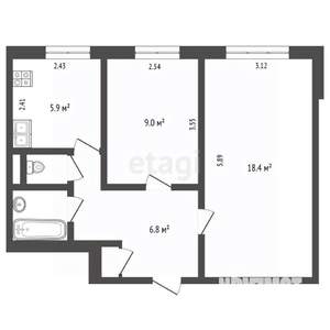 2-к квартира, вторичка, 43м2, 4/9 этаж