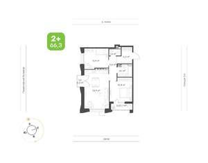 2-к квартира, вторичка, 66м2, 13/16 этаж