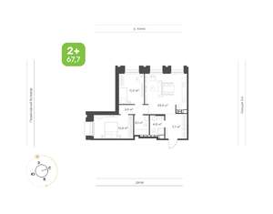 2-к квартира, вторичка, 68м2, 2/16 этаж