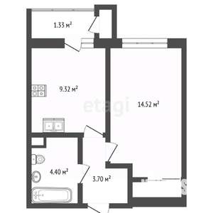 1-к квартира, вторичка, 34м2, 1/7 этаж