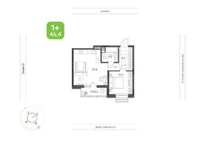 1-к квартира, вторичка, 46м2, 4/24 этаж