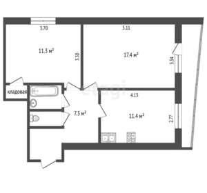 2-к квартира, вторичка, 51м2, 7/16 этаж