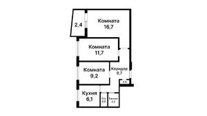 3-к квартира, вторичка, 59м2, 9/9 этаж