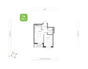 1-к квартира, вторичка, 40м2, 9/9 этаж
