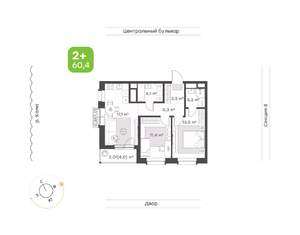 2-к квартира, вторичка, 60м2, 5/19 этаж