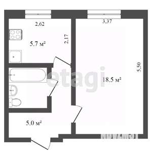 1-к квартира, вторичка, 32м2, 5/5 этаж