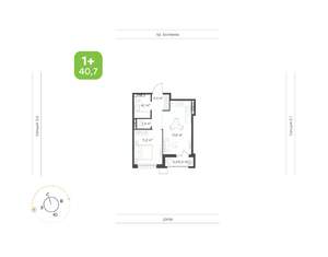 1-к квартира, вторичка, 41м2, 8/10 этаж