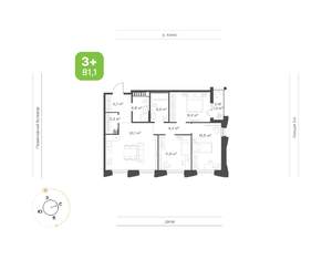 3-к квартира, вторичка, 81м2, 3/16 этаж
