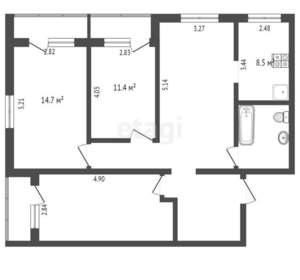 4-к квартира, вторичка, 87м2, 5/9 этаж