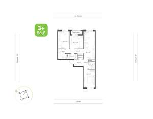 3-к квартира, вторичка, 87м2, 6/9 этаж